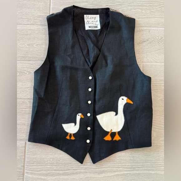 vintage Tops - MOSCHINO CHEAP AND CHIC VINTAGE Linen Duck Goose Vest Size 12 VGUC